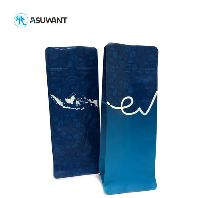 OEM Production Print Blue Coffee Tea Powder Bags PET / PE Laminated Foil With Pocket Zip Lock