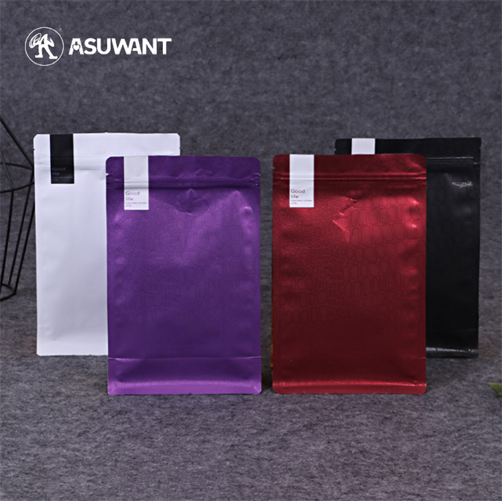 Custom Printed Flat Bottom Pouch Ziplock Matte Black Resealable Aluminium Foil Plastic Packaging Bag