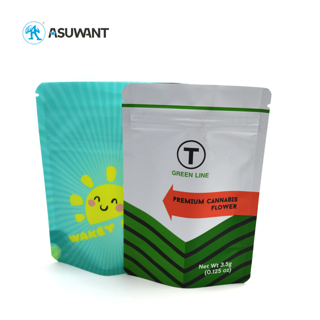 Custom Foil Heat Seal Kids Resistant Child Proof Smell Proof Herb Leaf Packaging Zipper Ziplock Mylar Bags