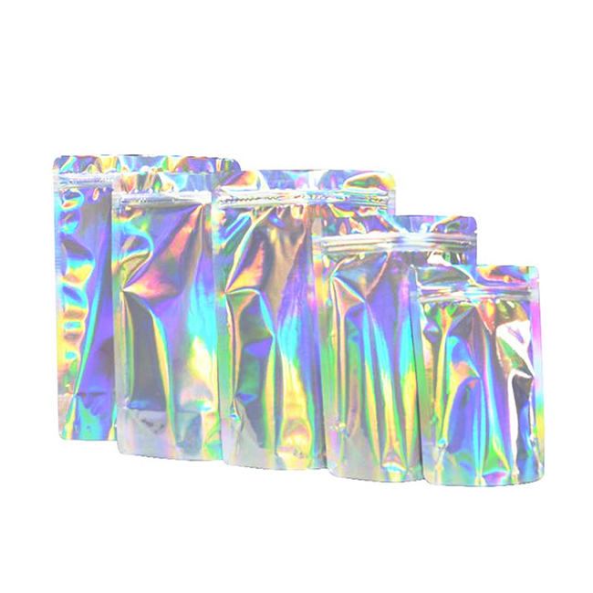 Customized Logo Plastic Hologram Holographic Rainbow Film Clear Bags Packaging