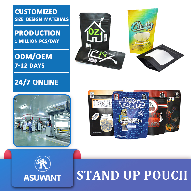 Custom Printed Aluminum Foil Plastic Food Grade Retort Stand Up Pouch Doypack With Zipper For Cashew Nuts Snack Packaging Bag